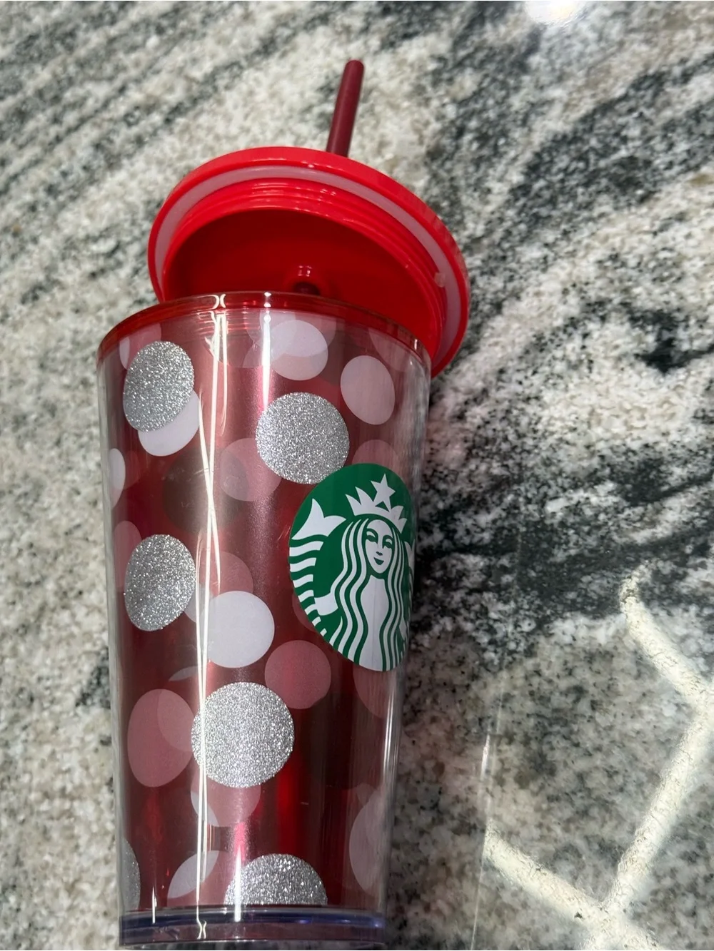 Starbucks Red Polka Dot Insulated Tumbler with Straw